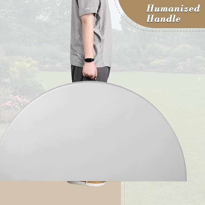 Athena Collection 5.5ft Folding Table, Portable Plastic Round Table Foldable Card Desk, Indoor Outdoor Collapsible Craft Desk Dining with Lock & Handle for Commercial Party Camping, Grey