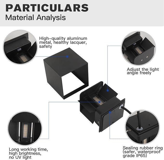 20W 3CCT Adjustable Up and Down LED Wall Sconce 4 Pack | Black IP65 waterproof ETL certified 1300LM Exterior/Interior Lighting Fixtures for porches & patios