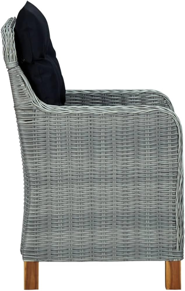 9 Piece Patio Dining Set with Cushions Poly Rattan,Outdoor Dining Set,Garden Dining Set,Terrace Tables and Chairs,Lounge Seat,Garden Furniture,for Homes,Offices,Living Room,Cafes,Light Gray