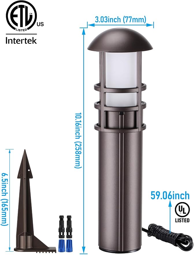 LEONLITE 8-Pack Low Voltage Landscape Pathway Lights, 3W, CRI90, 3000K | 12-24V AC/DC, Aluminum, ETL, Warm White, Low Voltage LED Bollard Path Lights, for Walkway Yard Garden