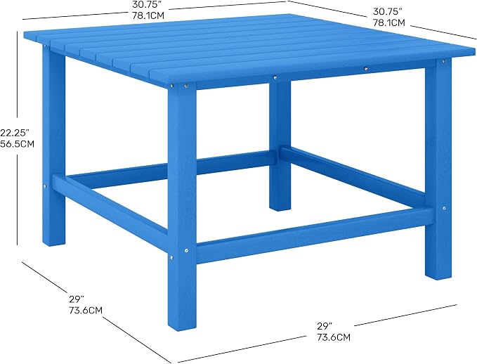 Costaelm Outdoor Kids Table, Toddler Dinner Table Baby Desk Outdoor Childrens Party Tables for Arts & Crafts, Snack Time, Multi-Activity Desk for Ages 2-8 in Classroom/Outside, Pacific Blue