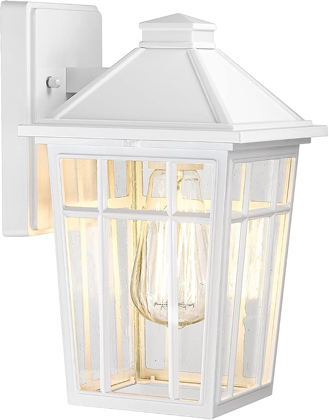Darkaway Outdoor Sconce Lights Wall Light Fixtures, Front Porch Light Outdoor Wall Anti-Rust Waterproof Aluminum with Glass Exterior Light Fixture for Patio, Yard, Doorway, Garage(1 Pack, White)