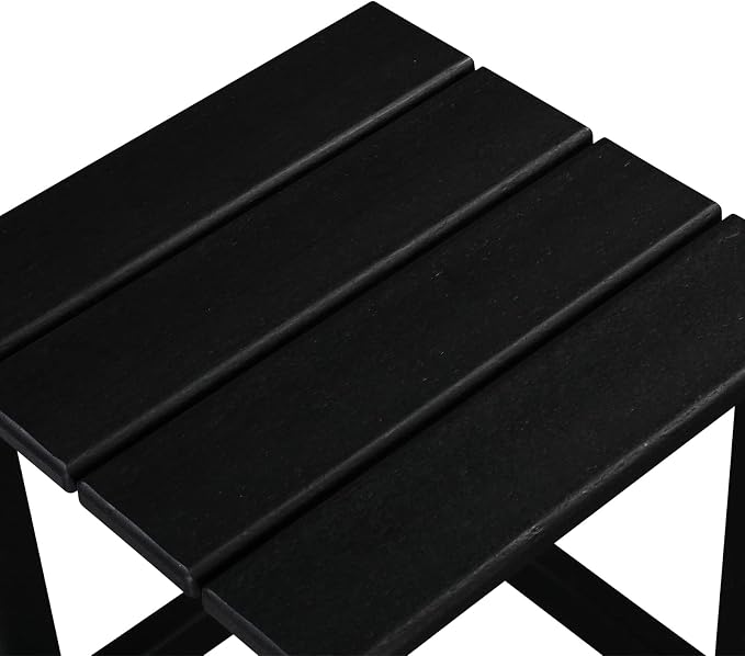 14“ HDPE Adirondack Weather Resistant Square Side Table for Patio, Backyard, Pool, Indoor, Beach Use, Easy Maintenance (Square, Black)