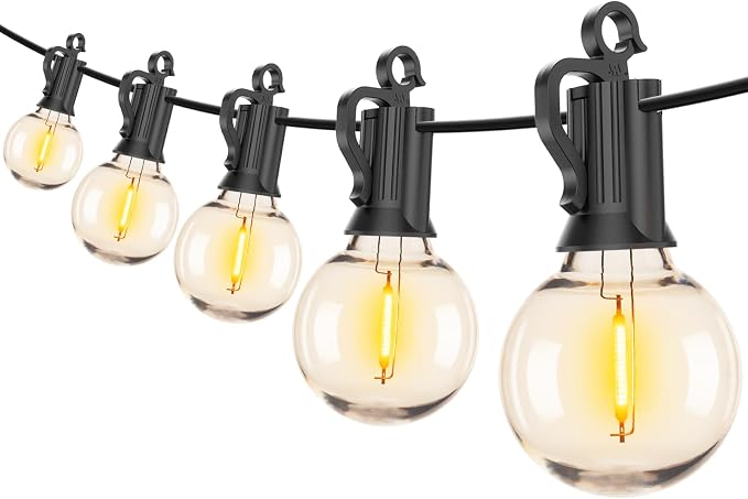 Outdoor String Lights, 100FT 100+2 G40 Bulbs Shatterproof Patio Lights | IP65 Waterproof Dimmable Hanging Connectable Globe LED Outdoor Lights for Backyard, Bistro, Porch, Deck, Balcony