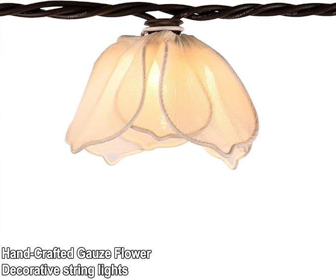 Decorative String Lights Plug in with 10 Bulbs, Flower Garland Fairy Lights Connectable Weatherproof Outdoor Indoor for Wedding Garden Pergola Bedroom Porch Floral Home Decor (White)
