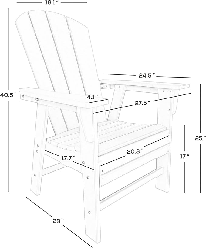 WestinTrends Malibu 7 Piece Adirondack Outdoor Dining Set, All Weather Poly Lumber Patio Table and Chairs Furniture Set, 71" Trestle Dining Table and 6 Adirondack Dining Chair, Gray