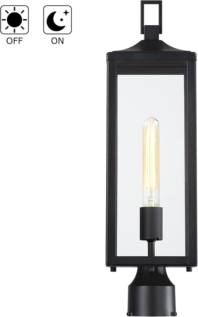21.3 Inch Outdoor Lamp Post Light Fixture Dusk to Dawn - Residential Sidewalk Lamp Post Sconce Dusk to Dawn Outside Pole Lantern for House Outdoor Column Light, E26