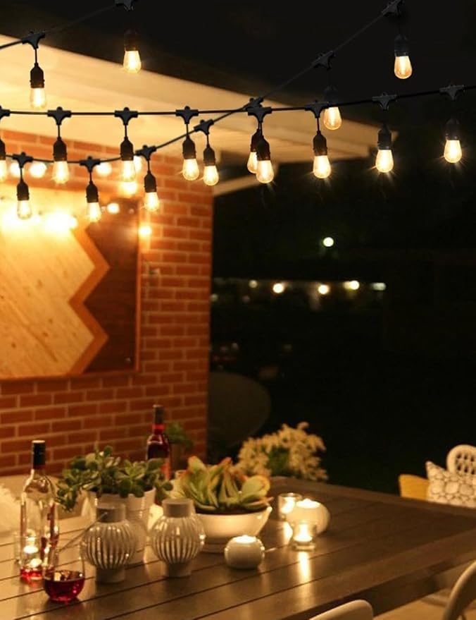Svater Outdoor String Lights LED 25 FT S14 LED Edison Vintage Waterproof | Commercial Grade Patio Light Outside with Shatterproof E26 Bulbs, ETL Weatherproof Hanging Strand for Bistro Cafe Backyard