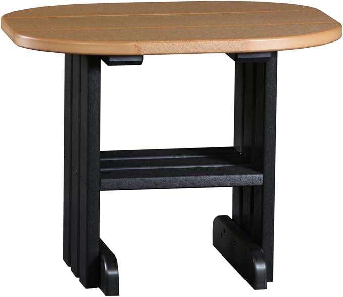 LuxCraft Poly Small Table Stand, Outdoor Side Tables for Patio, Weatherproof Patio End Table for Outside, Eco Friendly and UV Resistant HDPE - Amish Made in USA (Cedar & Black)