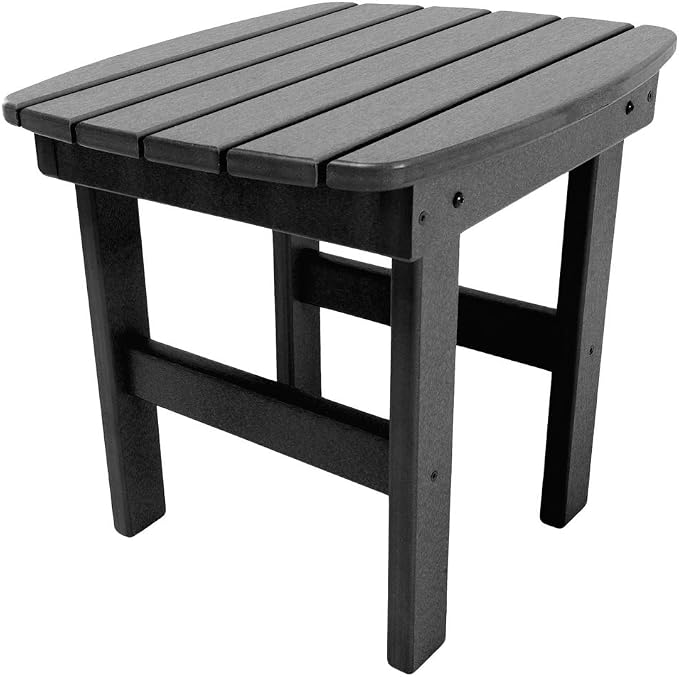 Original Pawleys Island Black Outdoor Side Table, Eco-Friendly Durawood, Stainless Steel Hardware, Mortise and Tenon Joints, Fit N Finish Design, Handcrafted in The Carolinas