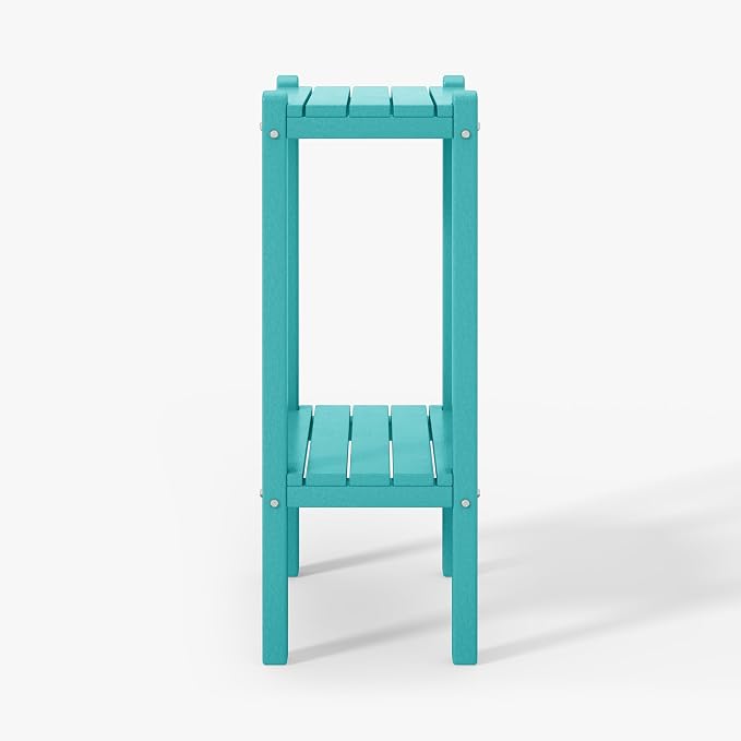 WestinTrends Malibu 36" Outdoor Adirondack HDPE 2-Tier Patio Side Table, Turquoise