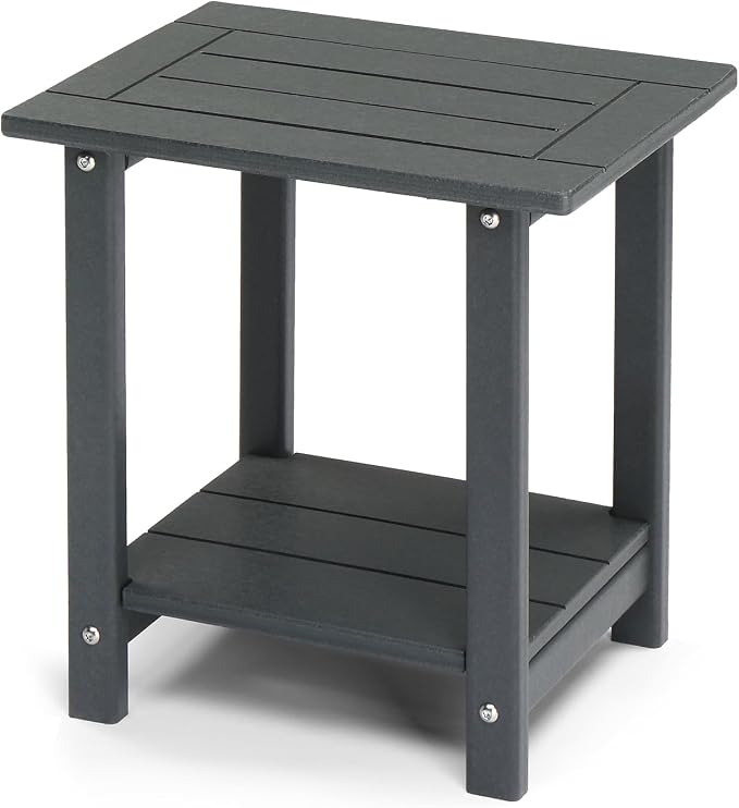 Outvita Outdoor Side Table, 2-Tier HDPE Adirondack Small Side Tables Weather Resistant Patio End Table for Backyard Poolside Porch Balcony