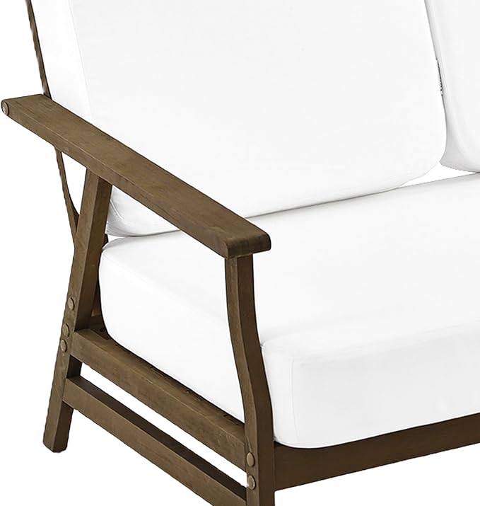 3 Pieces Patio Furniture Sets, Teak Wood Outdoor Sectional Furniture with Coffee Table, 5 Seats Patio Sofa Couch Conversation Set for Backyard Deck - Beige