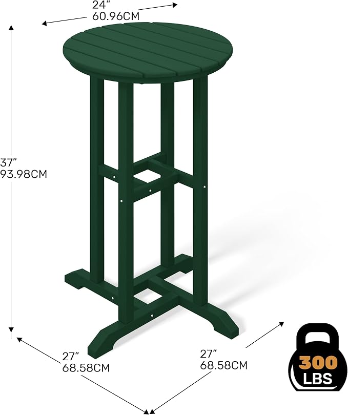 Costaelm Outdoor Bar Table, 37" Counter Height Round Patio Cocktail Bar Table, Patio Bar Table Bistro Dining Table Pub Table for Front Porch Deck, Backyard, Garden, Dark Green
