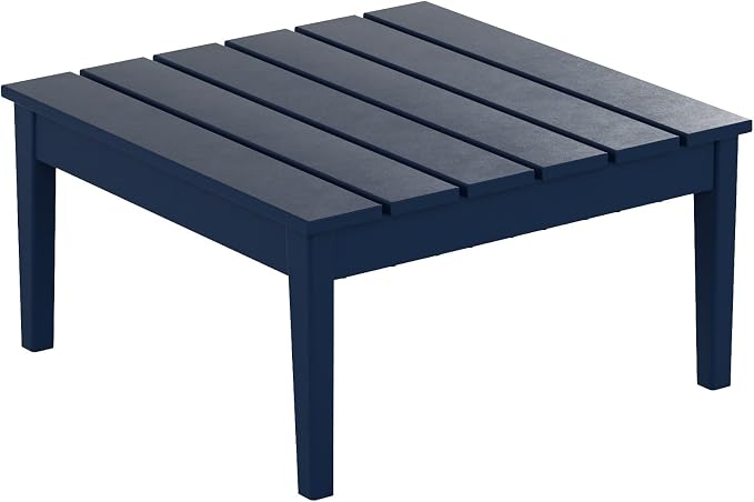 WestinTrends Ashore Outdoor Coffee Table, 32 Inch All Weather Poly Lumber Adirondack Patio Coffee Table Square Low Table, Navy Blue