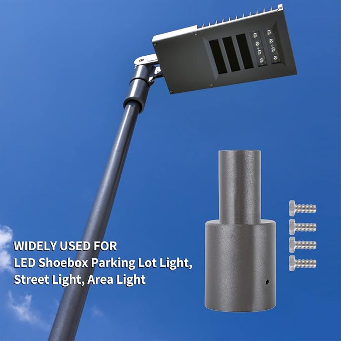 Mounting Bracket Accessories 4 Inch Round Pole Bracket Tenon Adapter for Outdoor Shoebox Lighting, Parking Lot Light, Street Light with Slip Fitter Mount