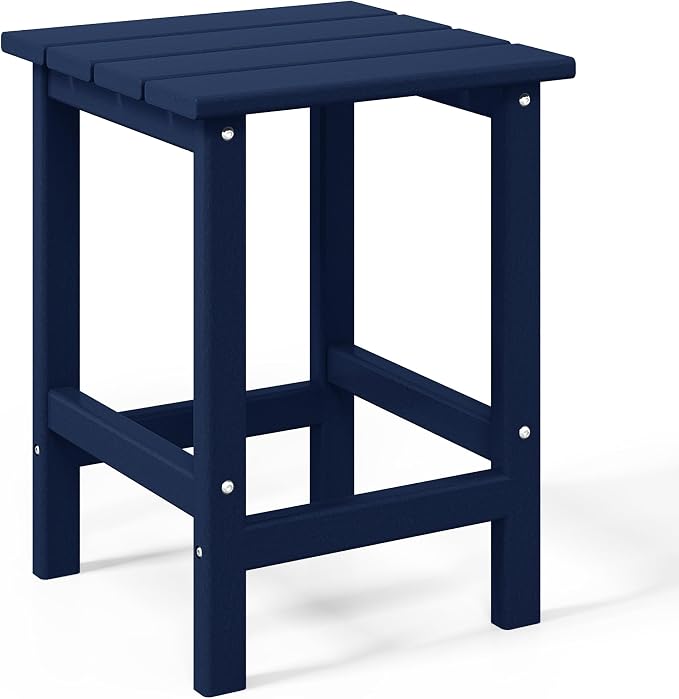 WestinTrends Malibu Square Outdoor Side Table for Adirondack Chair, Navy Blue