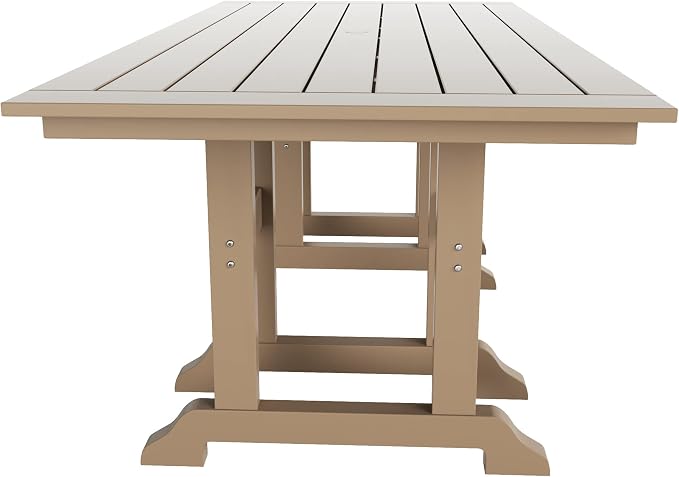 HDPE Laguna 38" X 73" Rectangular Dining Table,Weathered Wood