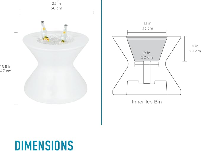 Ledge Lounger - Signature Tall Ice Bin Side Table with Umbrella Hole - Table Only, No Lid - All Weather, Outdoor Ice Chest Cooler Side Table - Water Depths 0-15” - for Pool, Sundeck, Patio