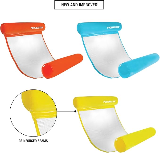 Poolmaster Vinyl Water Hammock Large Pool Float for Adults, Orange