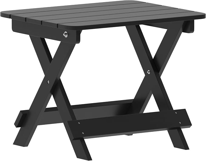 Flash Furniture Halifax Outdoor Folding Side Table, Portable All-Weather HDPE Adirondack Side Table, Black