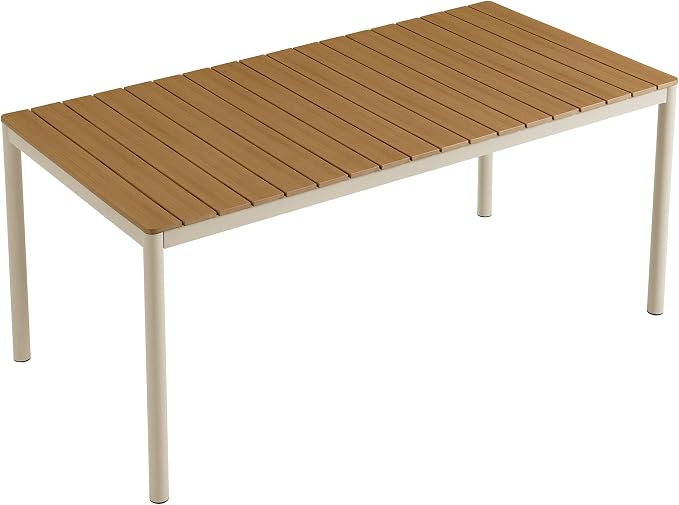 Modway Finn 71 Inch Outdoor Patio Dining Table for 6 People in Natural