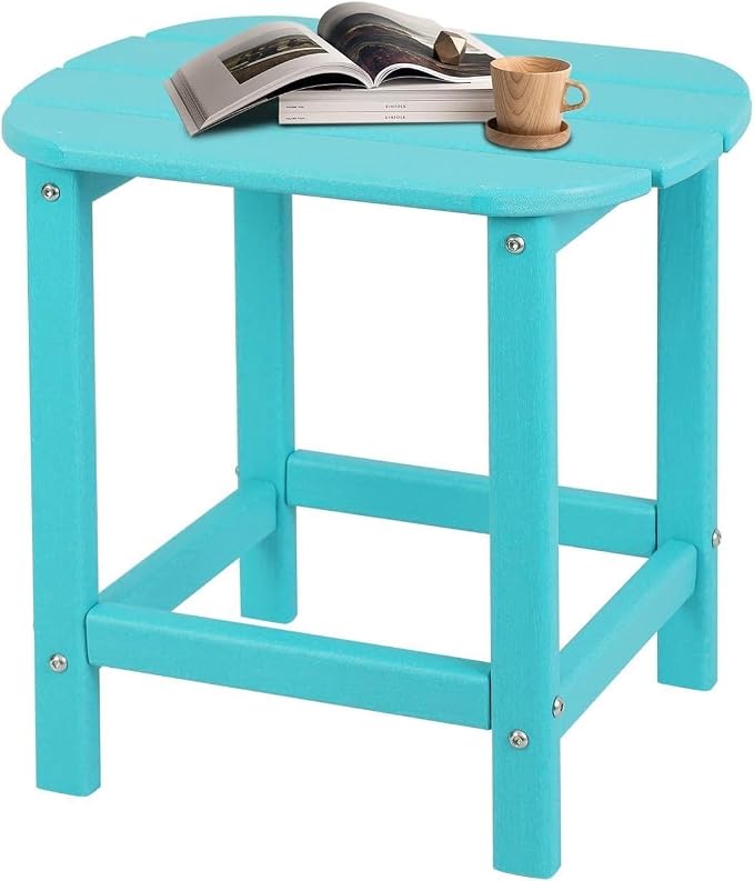 Adirondack Square Outdoor Side Table,2-Tier Storage Patio Side Table with Weatherproof HDPE Material Low