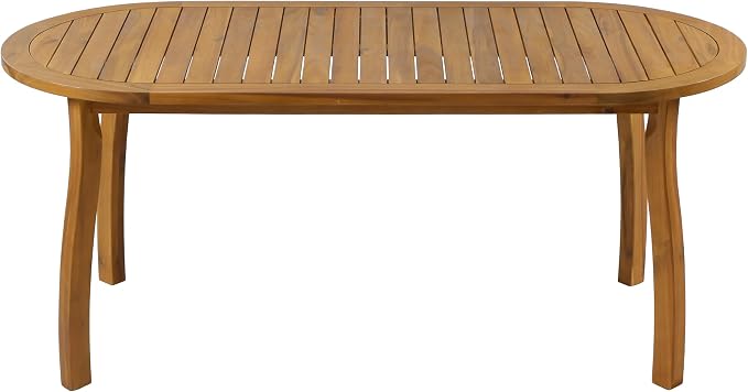 Christopher Knight Home Cascade 70" Outdoor Oval Dining Table, Acacia Wood Patio Dining Table for 4-6 People, Solid Wood Outdoor Table for Patio Deck Garden Backyard Dining, Teak
