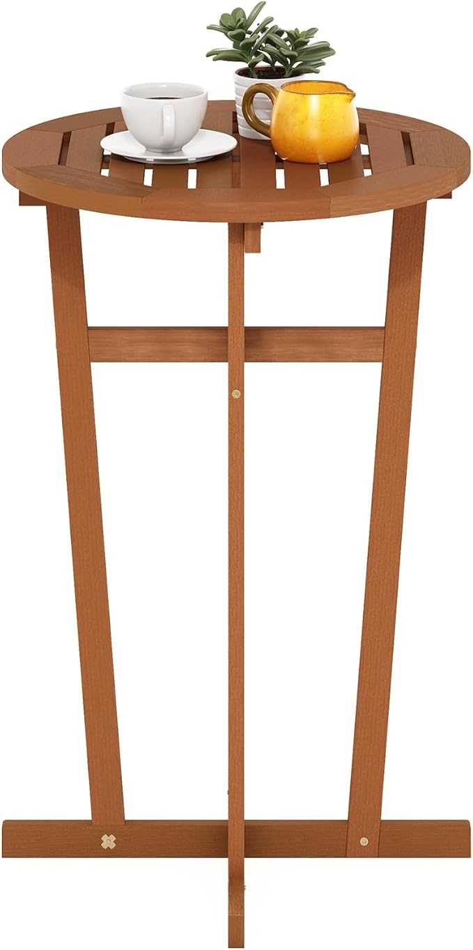 Furinno TIOMAN Patio Table, Outdoor Side Table, Patio Bar Table, Coffee Table in Teak Oil, for Patio, Garden, Porch, Light Wood