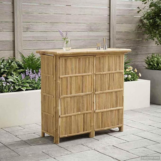 vidaXL Outdoor Bar Table Natural 45.28 x 21.65 x 41.34 in Bamboo, Chic Outdoor Bar Table, Perfect for Summer Parties, Patio Hangouts, Garden Eats, Eco-Friendly Design