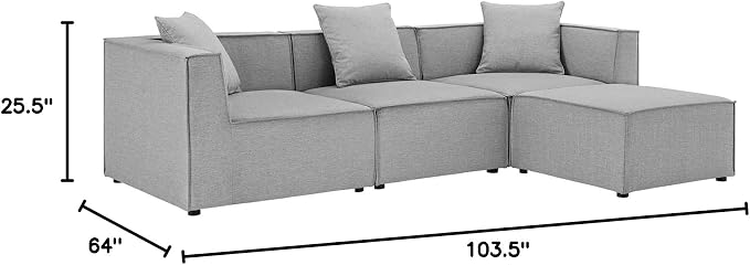 Modway EEI-4380-GRY Saybrook Patio Upholstered 4-Piece Sectional Sofa in Gray