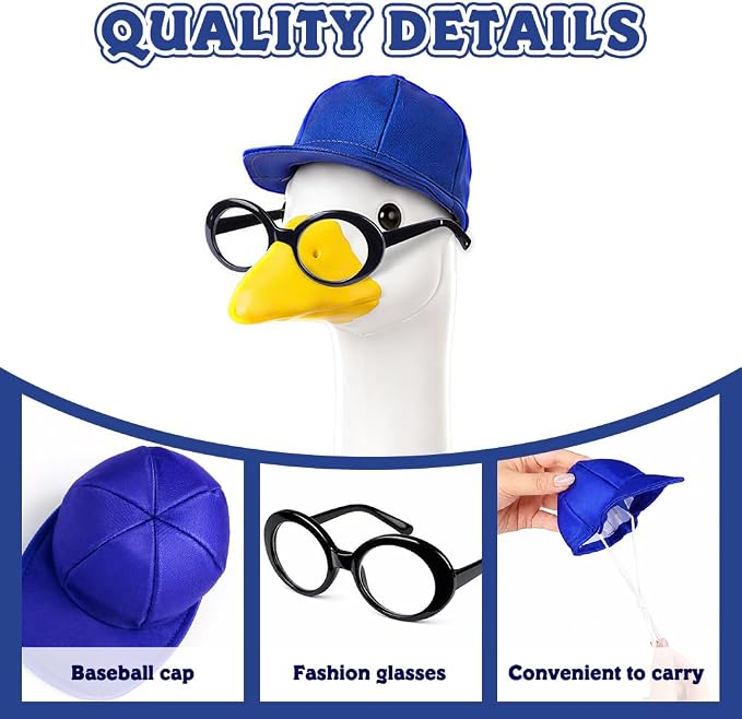 Celltestria Office Worker Goose Outfits Blue Workwear Goose Costume Porch Goose Clothes with Briefcase Book Glasses for 23'' Geese Outdoor Lawn Patio Yard Garden Decor
