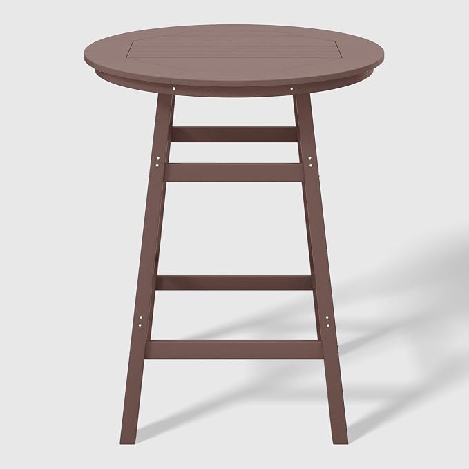 WestinTrends Malibu Outdoor 35" HDPE Round Patio Bar Height Table, Dark Brown