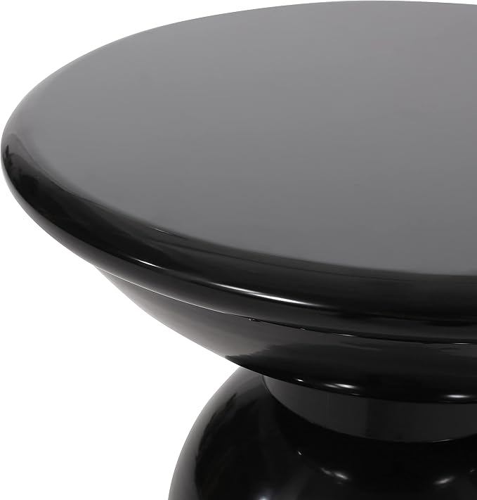 Merax Iron Patio Side Table 15"x21" Modern Art Design Weather Resistant End Table for Indoor Outdoor Patio Backyard Pool (Black)
