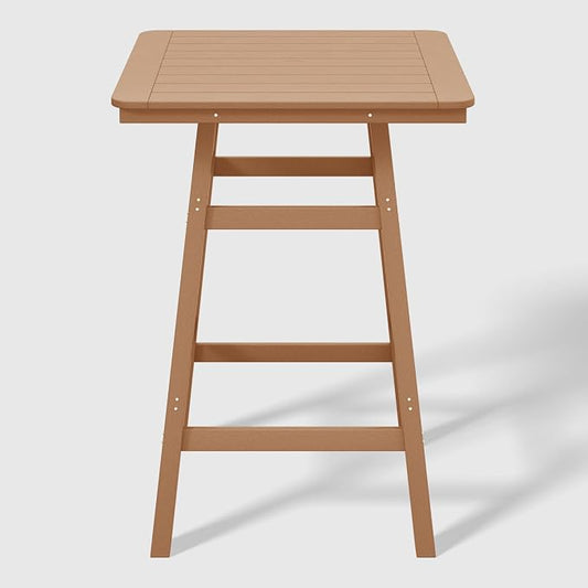 WestinTrends Malibu Square Outdoor Patio Bistro Bar Table with Umbrella Hole 42" Tall, Teak