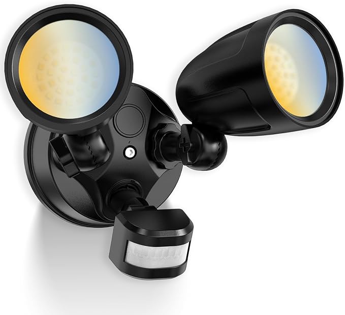 ALUSSO Motion Sensor Outdoor Lights Metal Heads, 30W 3600LM Flood Lights Outdoor 120V, 3 Modes Dusk to Dawn/Auto/On Time, 3000K 4000K 6500K Adjustable, Hardwired Security Light ETL Listed, Black 1PC