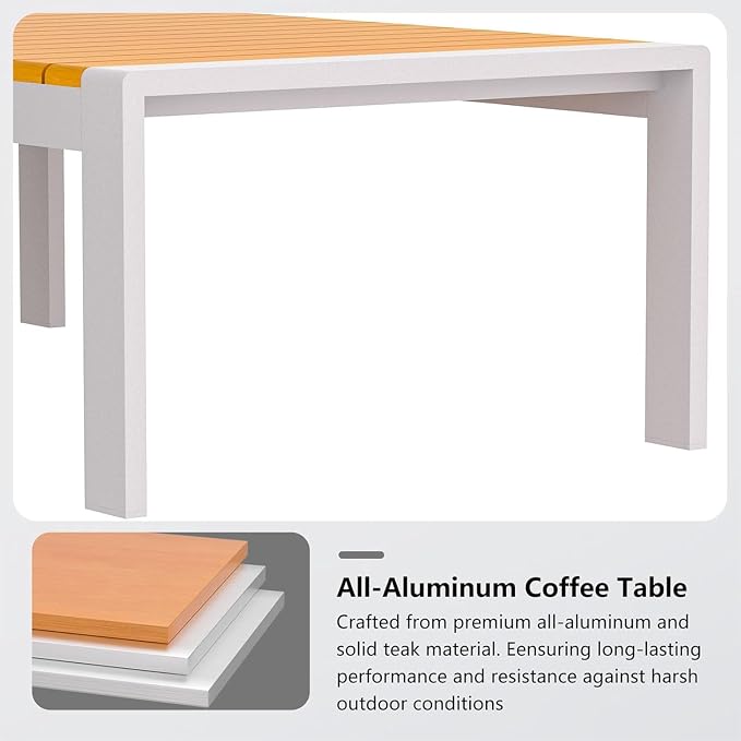 Aluminum Outdoor Patio Coffee Table for Deck and Poolside
