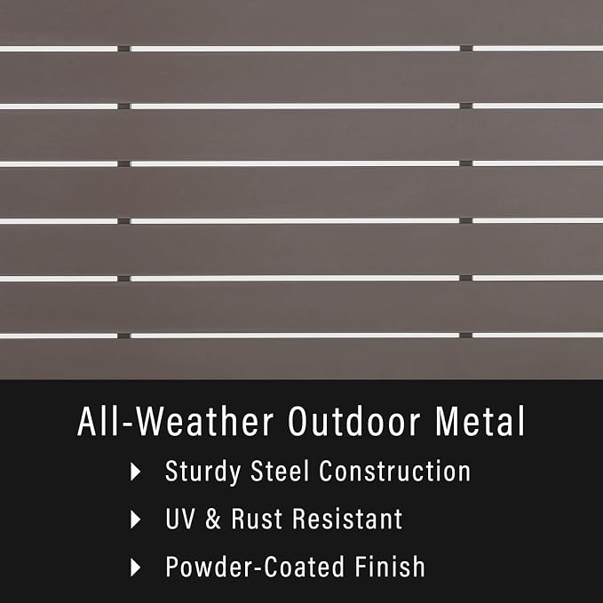 HomeStock Island Oasis Outdoor Metal Coffee Table with Slatted Top,Powder-Coated,Sturdy Weather-Proof Steel,Hand-Painted,Durable - 23.5" D x 39.25" W x 13.75" H Light Brown