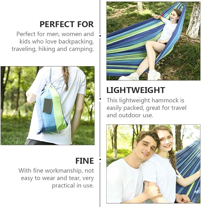 Milisten Double Canvas Swing Hammock for Two Adults Outdoor Travel Hanging Hammock with Thickened Widened Fabric for Garden Patio and Backyard