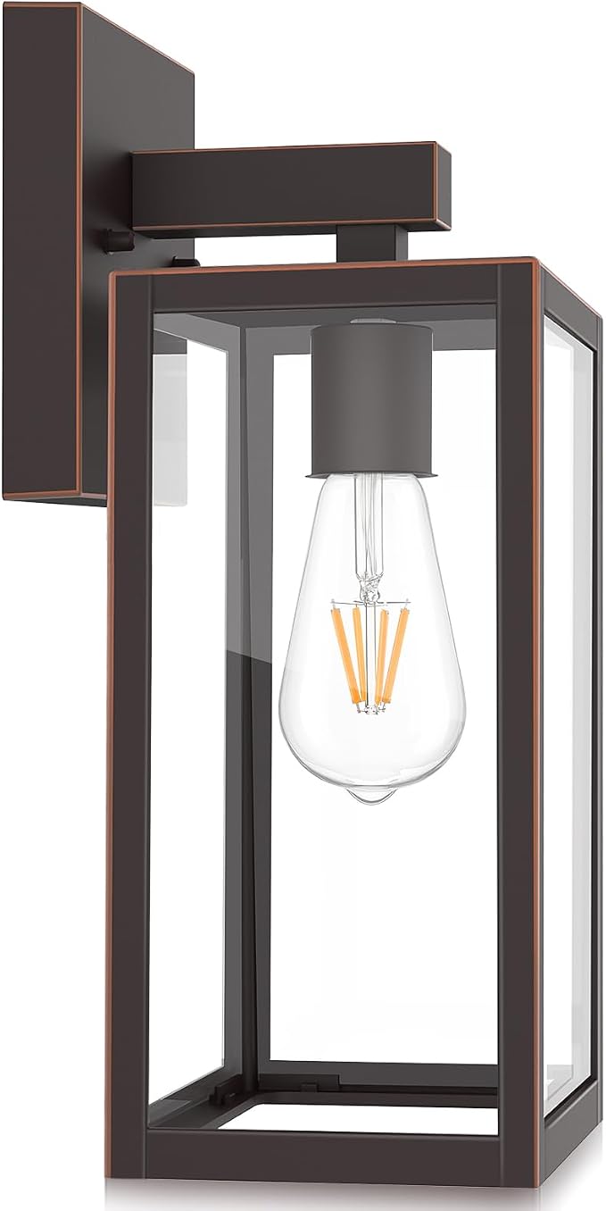MAXvolador Outdoor Wall Lantern, Exterior Waterproof Wall Sconce Light Fixture, Oil Rubbed Bronze Anti-Rust Mount Light Glass, E26 Porch Patio Lighting | Porch Wall Sconce Oil Rubbed Bronze, Anti-Rust, E26 Socket, Clear Glass, Outside Wall Mount Light,...