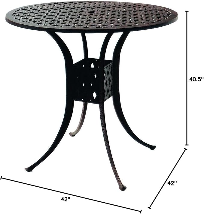 Darlee Series 30 42" Round Patio Pub Table in Antique Bronze