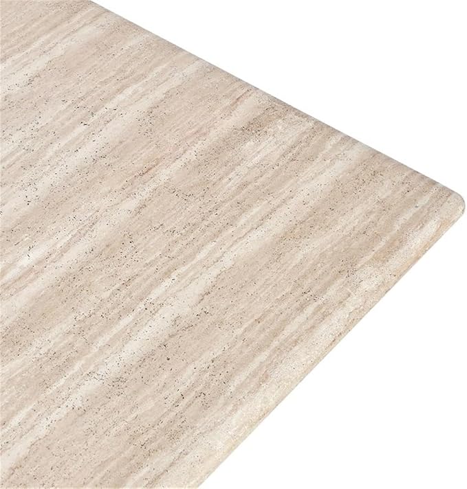 Classic Home Aiden 87" Travertine Beige Stripped Stone Outdoor Dining Table
