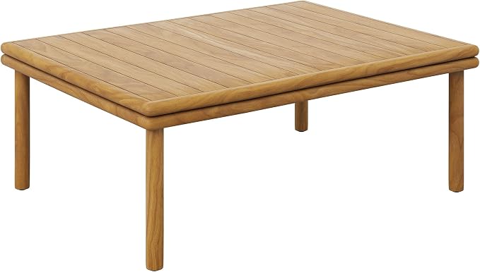 Modway Wren Teak Wood Outdoor Patio 4 Piece Furniture Set in Natural Flint Gray