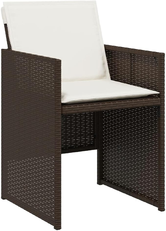 13-Piece Patio Dining Set with Cushions Brown PE Rattan Outdoor Furniture Set for Backyard Garden Balcony Porch, Tempered Glass Table & Foldable Chairs