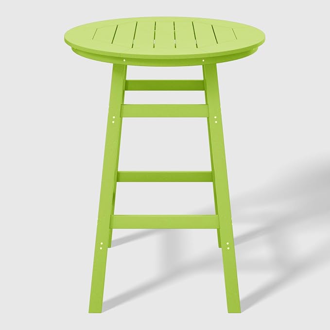 WestinTrends Malibu Outdoor 35" HDPE Round Patio Bar Height Table, Lime