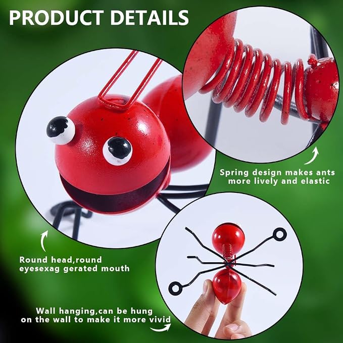 OBTANIM 4 Pack Colorful Cute Metal Ant Garden Wall Art Decorative Yard Decorations Outdoor Lawn Wall Sculptures