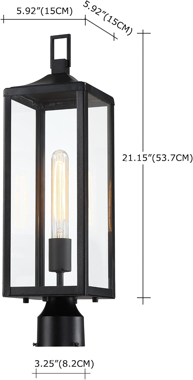 21.3 Inch Outdoor Lamp Post Light Fixture Dusk to Dawn - Residential Sidewalk Lamp Post Sconce Dusk to Dawn Outside Pole Lantern for House Outdoor Column Light, E26