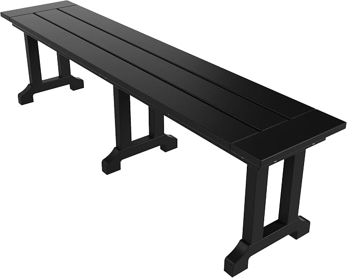 WO Home Furniture Adirondack Patio Dining Chair Table Bench Set of 6 PCS Rectangle Dinner Table Dining Armless Chairs (Black)