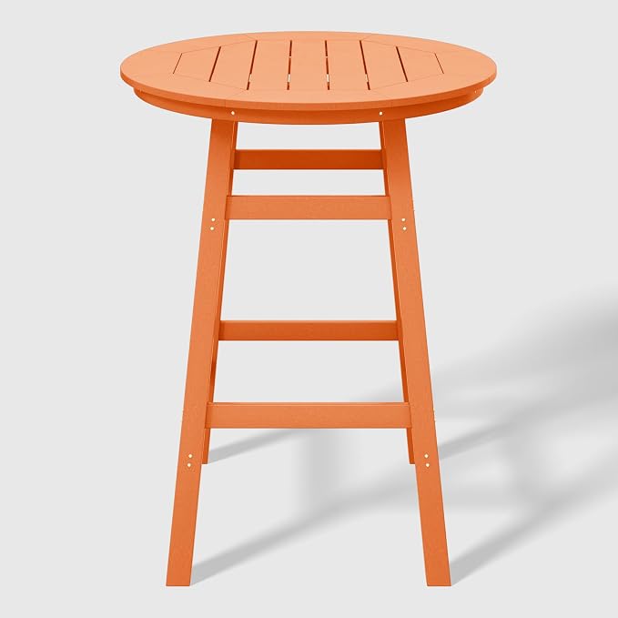 WestinTrends Malibu Outdoor 35" HDPE Round Patio Bar Height Table, Orange