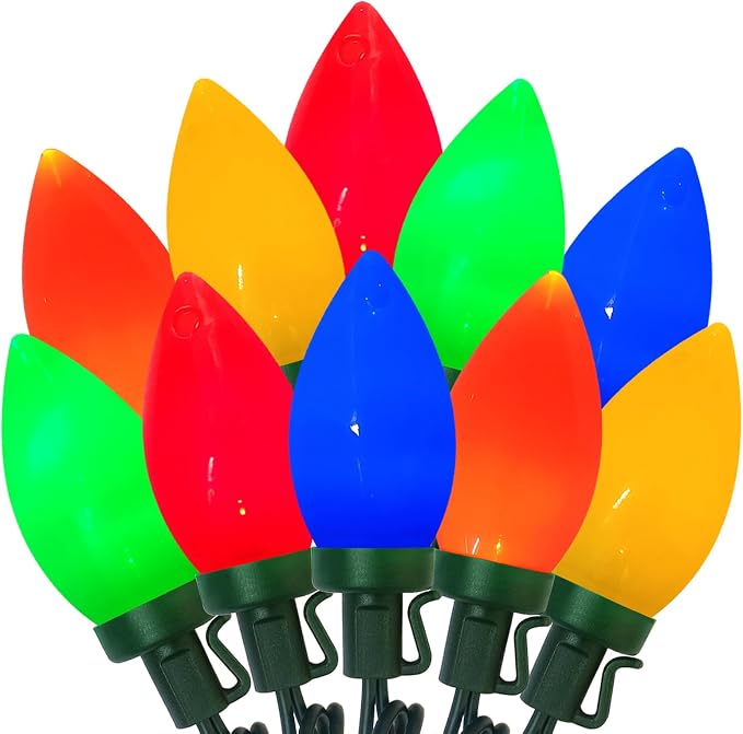 C9 LED Christmas Lights Outdoor, 25Ft Multicolor String Light with 25 LED Colored Light Bulbs, Vintage Christmas Lights for Indoor Outdoor Xmas Tree Roofline Party Wedding Patio Decor